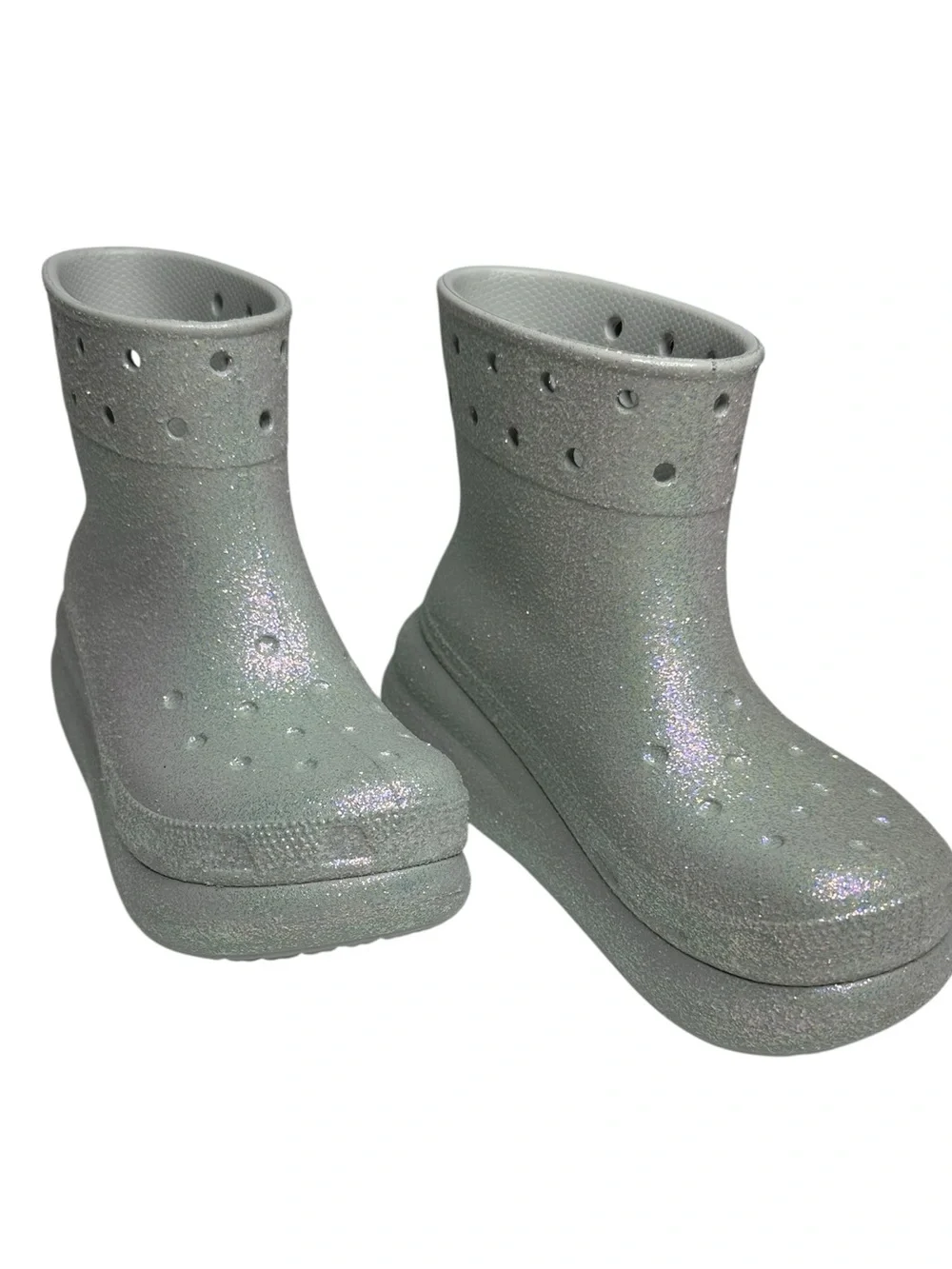 NEW Crocs Unisex Crush Glitter Boots in Atmosphere Colorway W7, M5
